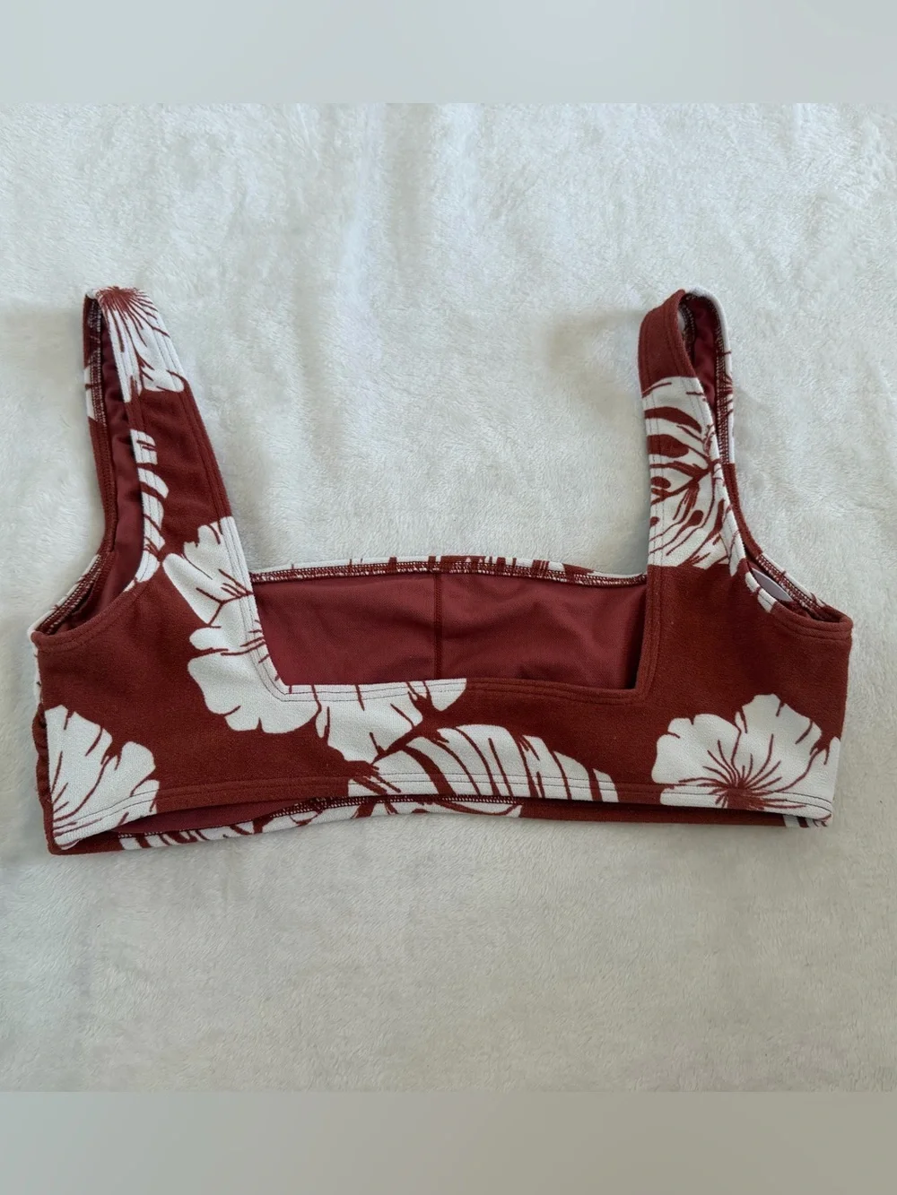 Roxy Size Medium Rust and White Floral Bikini Top Only
